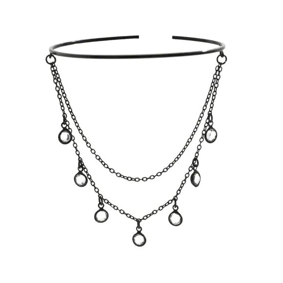 Upper Arm Chain Cuff Bracelet Boho Armlet Gypsy Egyptian Greek Goddess Crystals - Picture 4 of 5